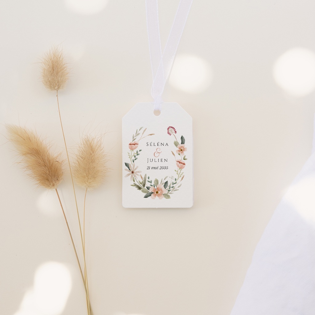 Etiquettes cadeaux mariage Fleurs de Bonheur