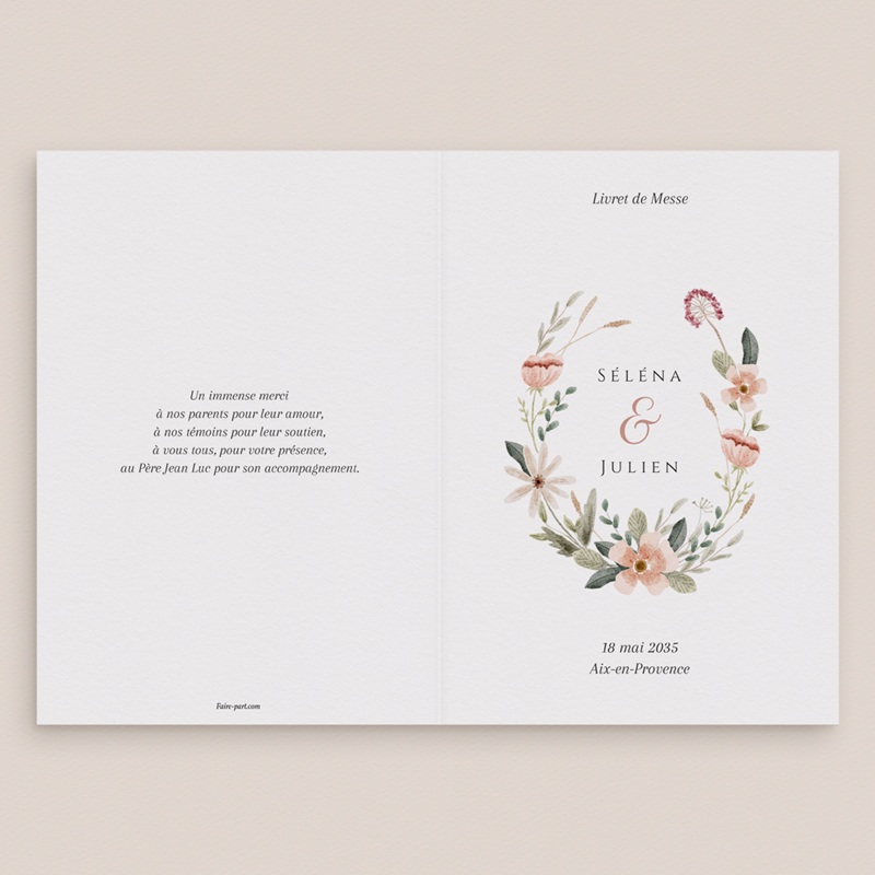 Livret de messe mariage Fleurs de Bonheur gratuit