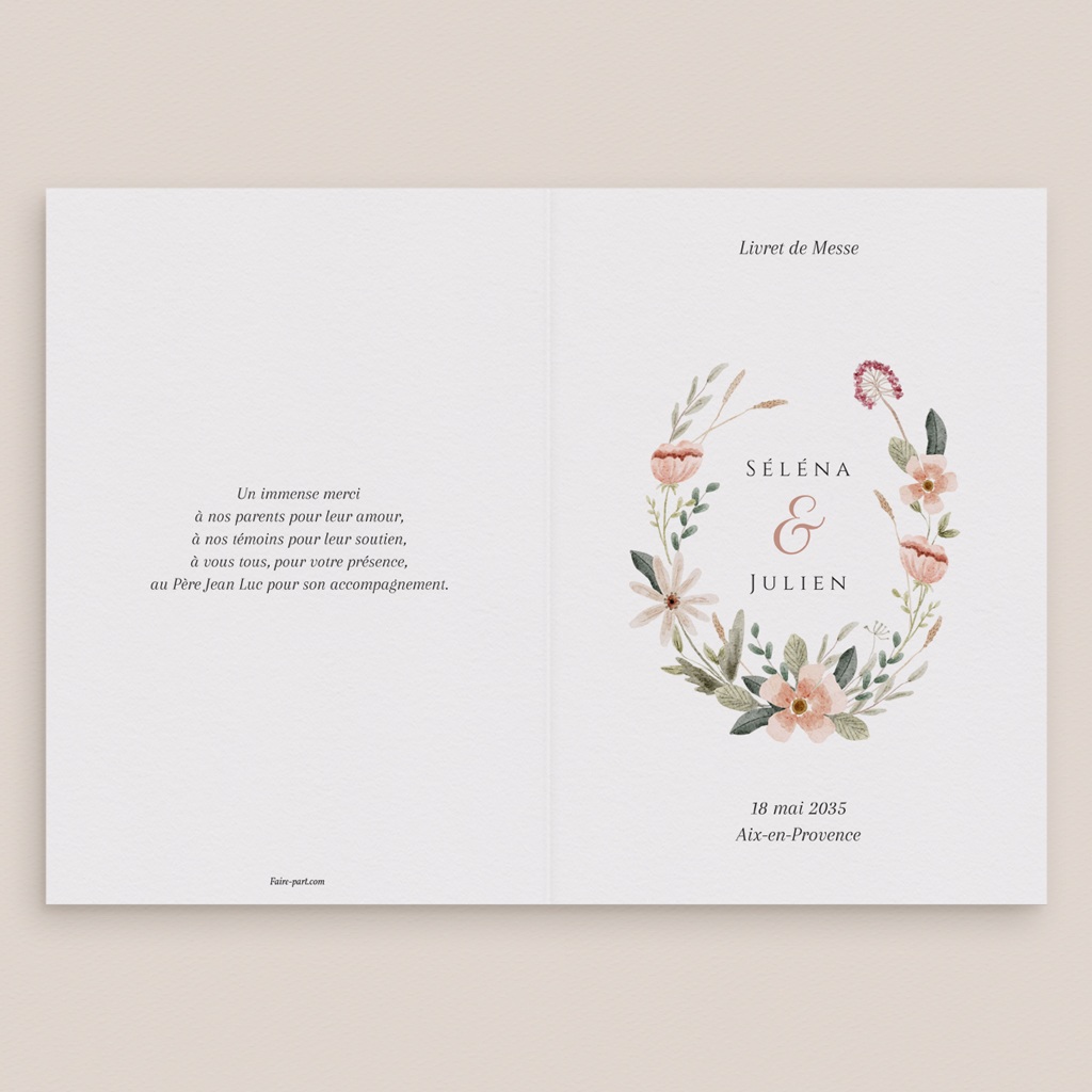 Livret de messe mariage Fleurs de Bonheur gratuit