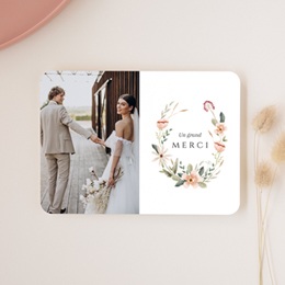 Carte de remerciement mariage Fleurs de Bonheur