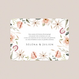 Carte de remerciement mariage Fleurs de Bonheur pas cher
