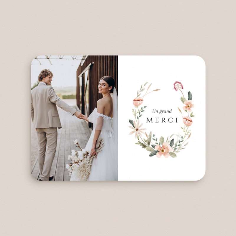 Carte de remerciement mariage Fleurs de Bonheur gratuit