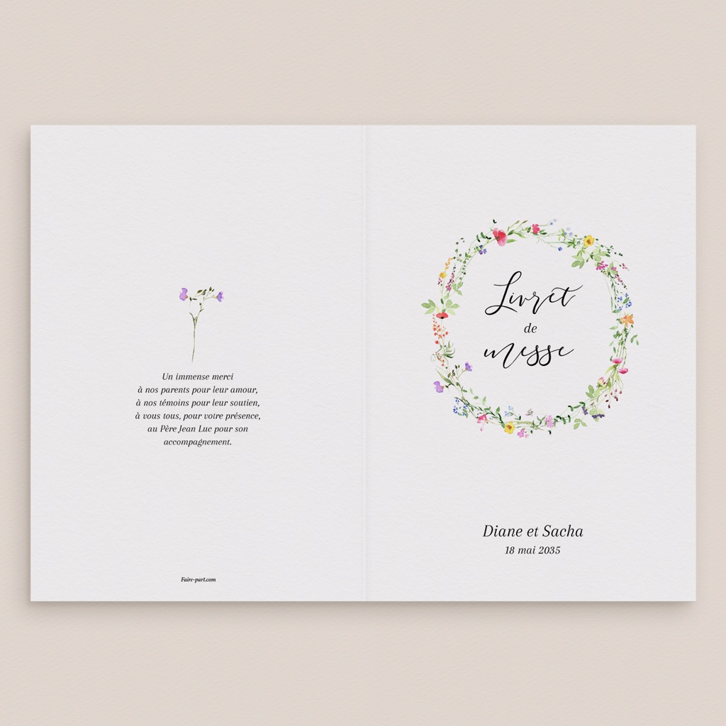 Livret de messe mariage Floralement Vôtre gratuit