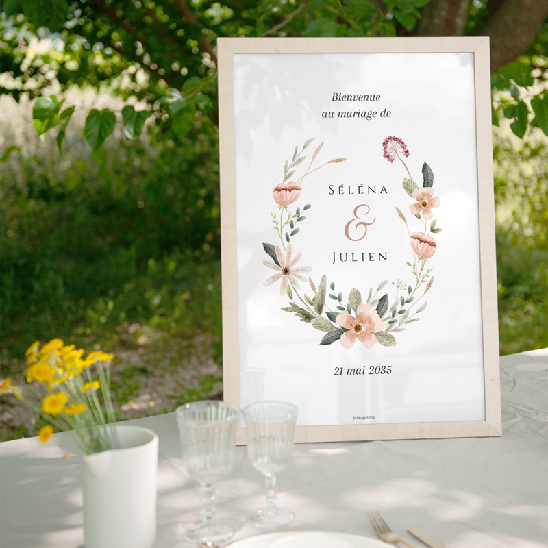 Panneau de bienvenue mariage Fleurs de Bonheur