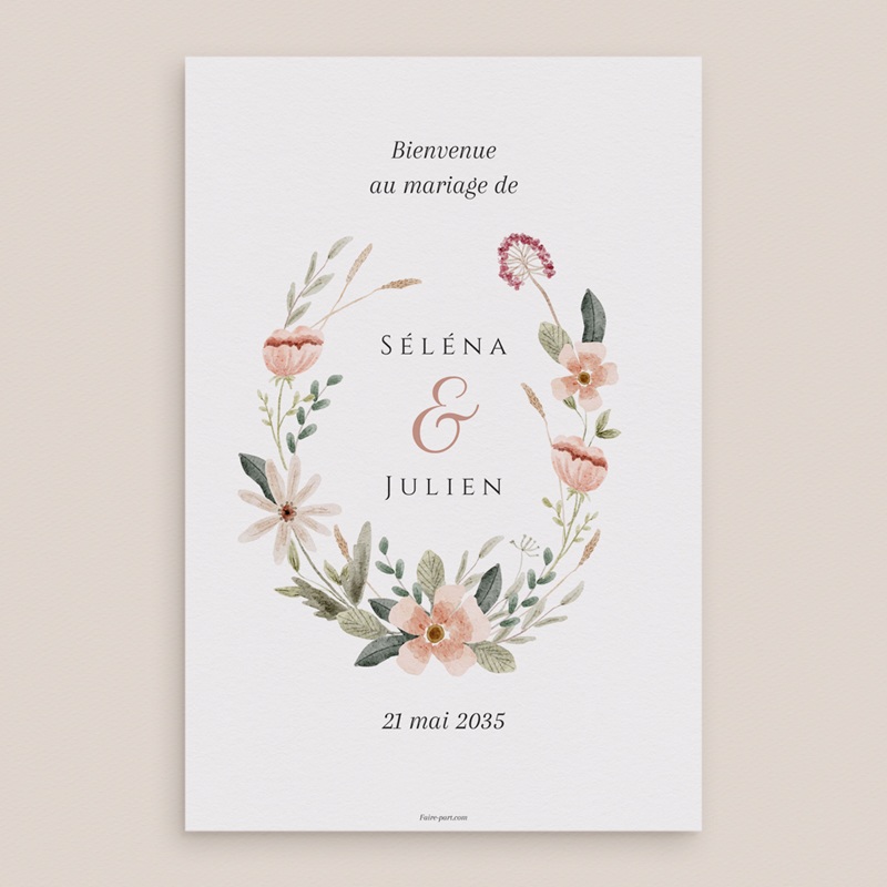 Panneau de bienvenue mariage Fleurs de Bonheur pas cher