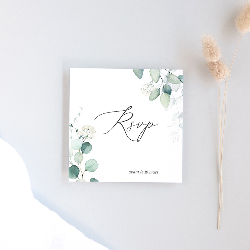 Carton réponse mariage Eucalyptus romantique