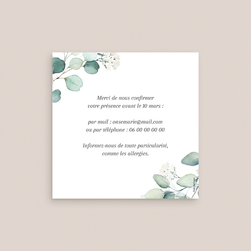 Carton réponse mariage Eucalyptus romantique pas cher
