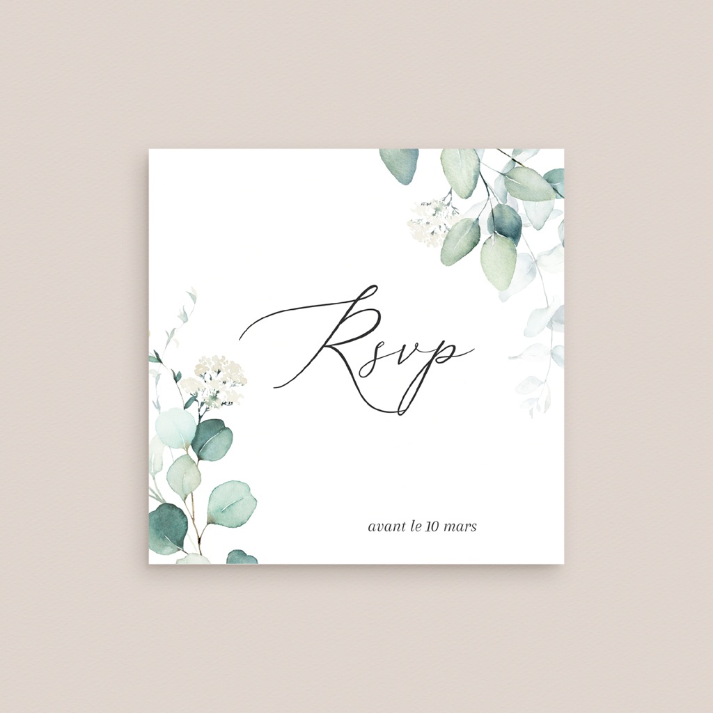 Carton réponse mariage Eucalyptus romantique gratuit