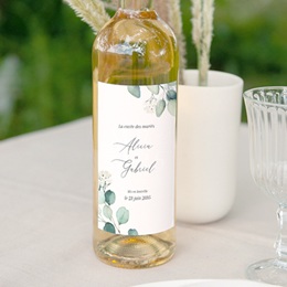 Etiquette bouteille mariage Eucalyptus romantique