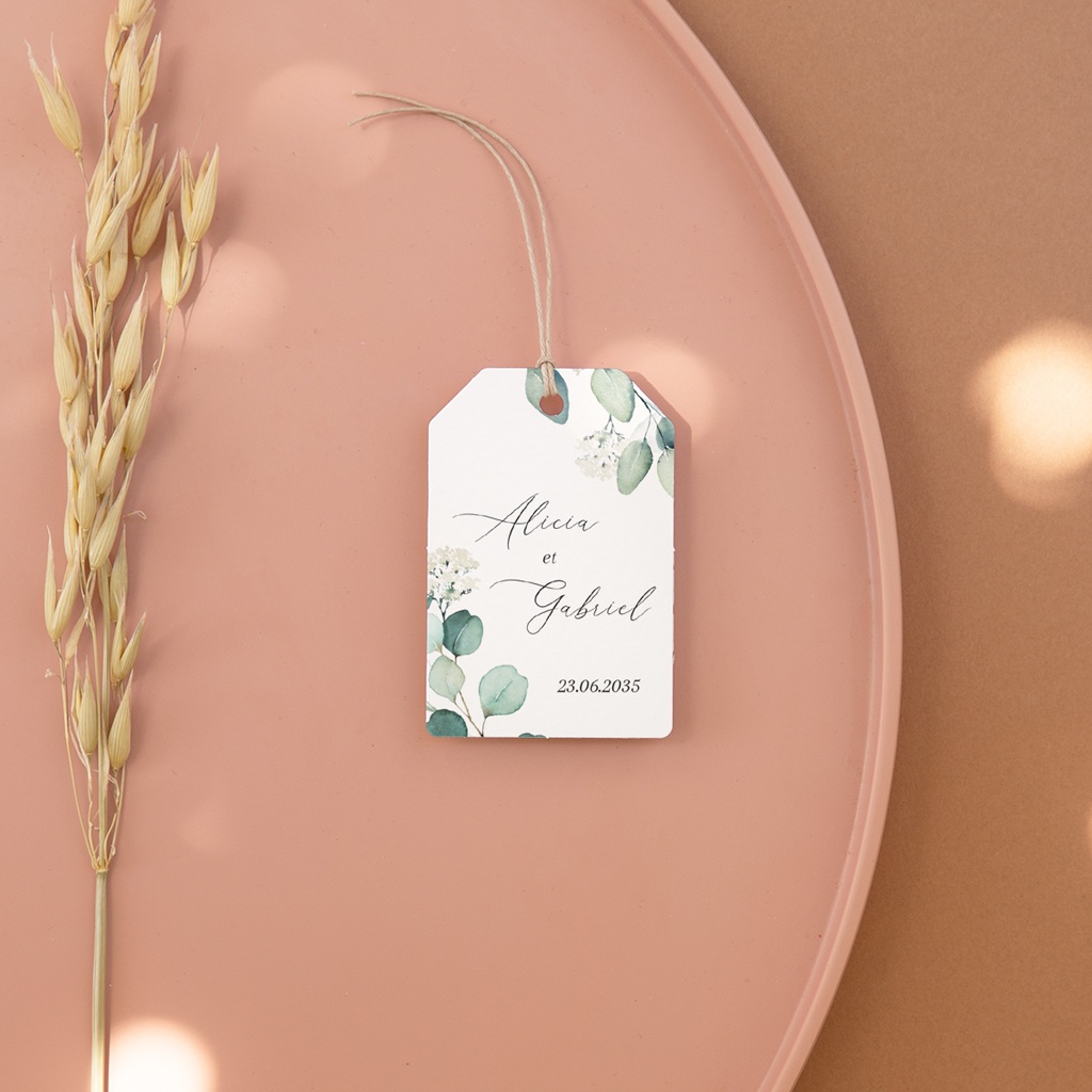 Etiquettes cadeaux mariage Eucalyptus romantique