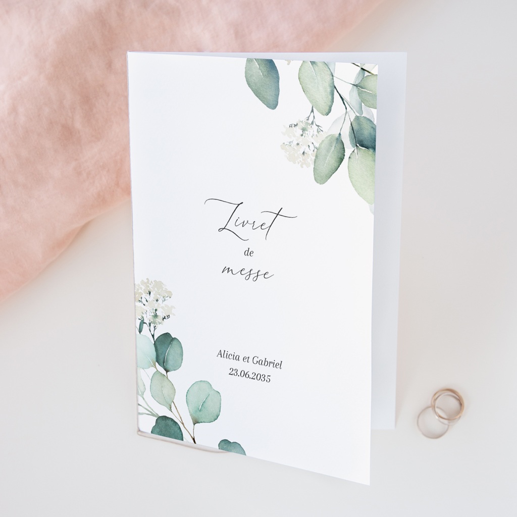 Livret de messe mariage Eucalyptus romantique
