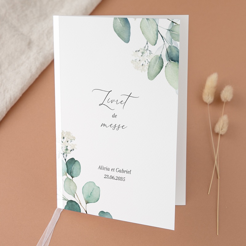 Livret de messe mariage Eucalyptus romantique