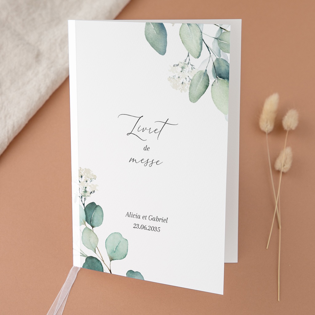 Livret de messe mariage Eucalyptus romantique