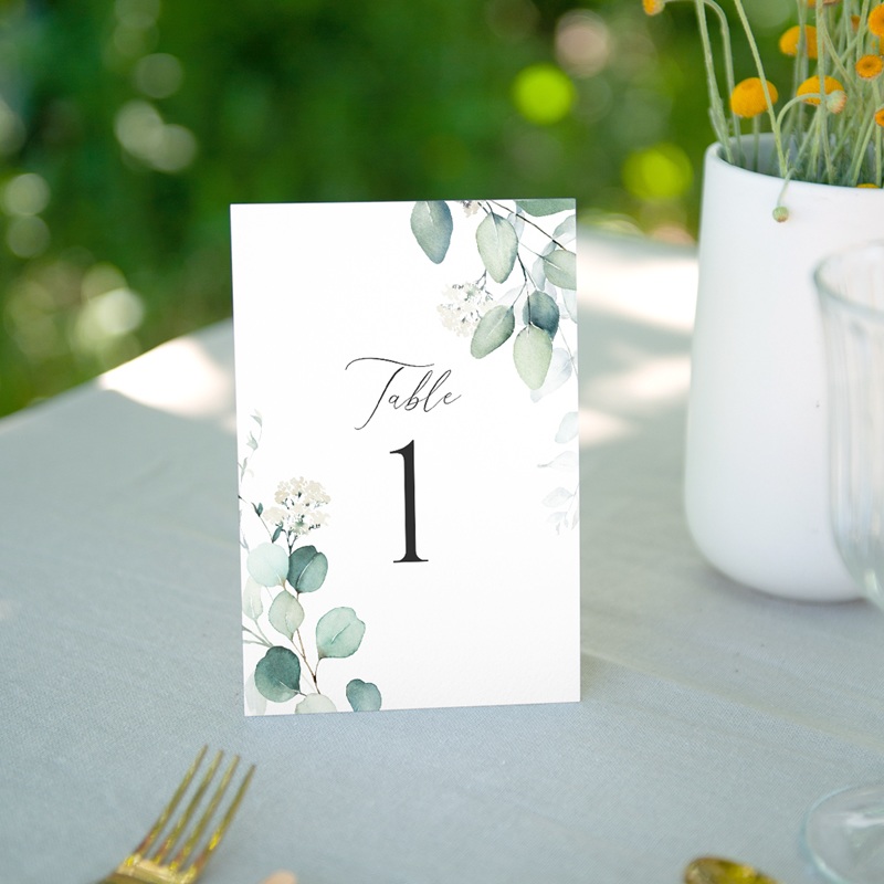 Marque table mariage Eucalyptus romantique