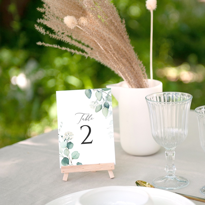 Marque table mariage Eucalyptus romantique gratuit
