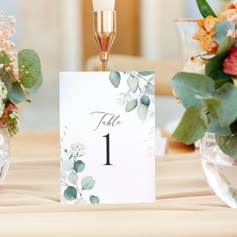 Marque table mariage Eucalyptus romantique