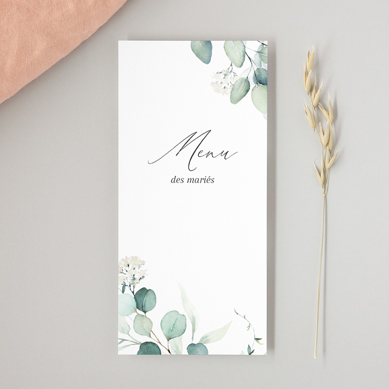 Menu mariage Eucalyptus romantique