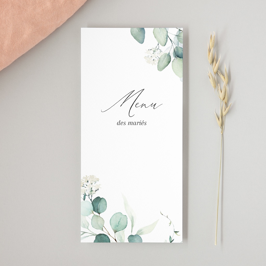 Menu mariage Eucalyptus romantique