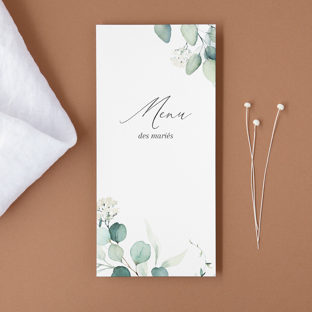 Menu mariage Eucalyptus romantique