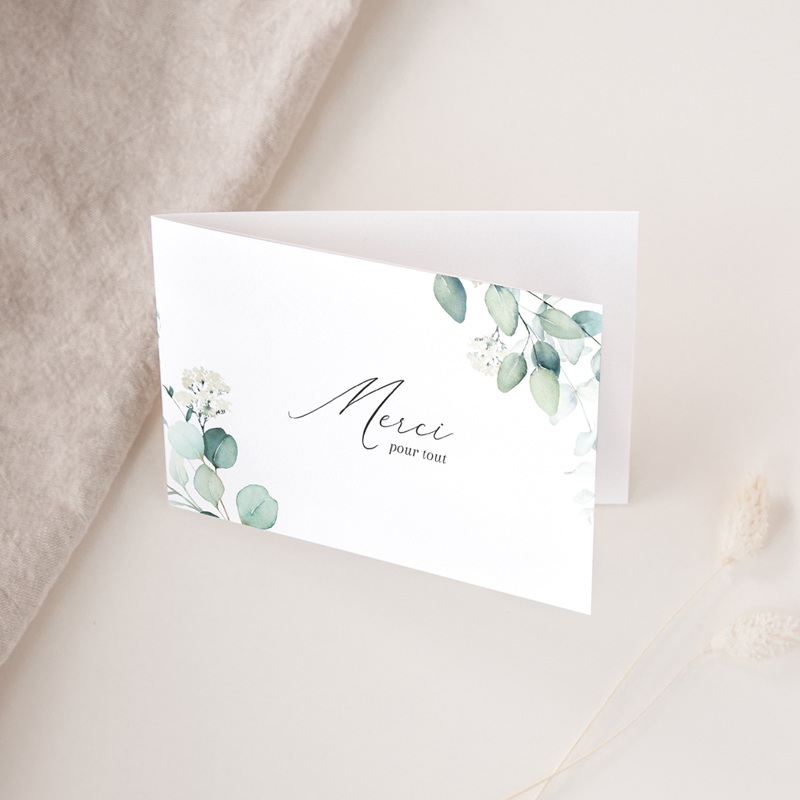 Carte de remerciement mariage Eucalyptus romantique