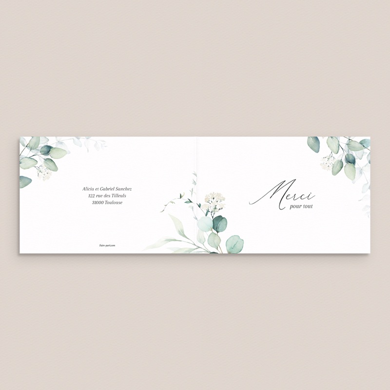 Carte de remerciement mariage Eucalyptus romantique gratuit