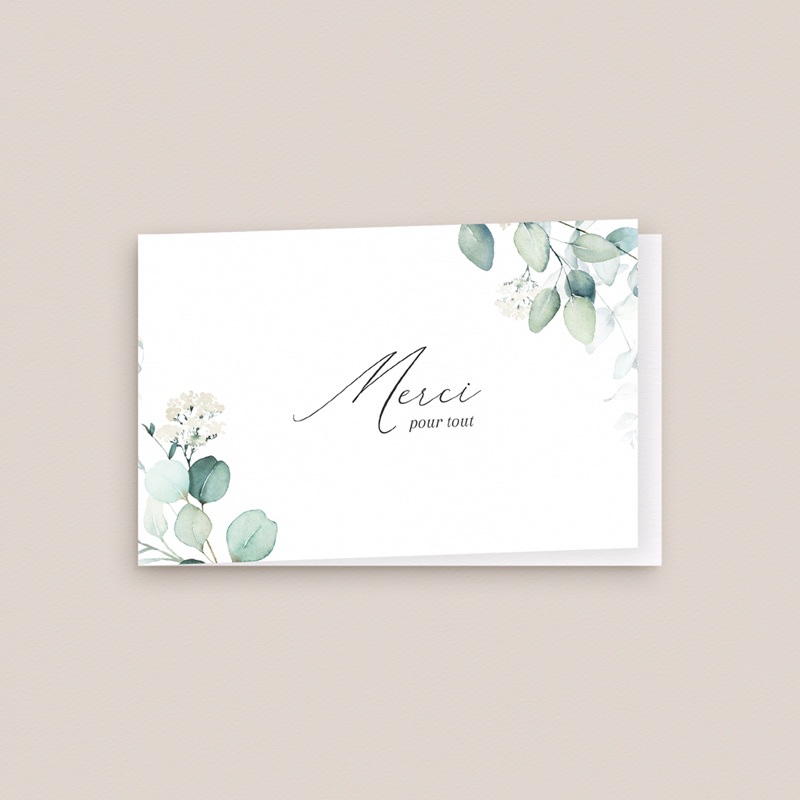 Carte de remerciement mariage Eucalyptus romantique
