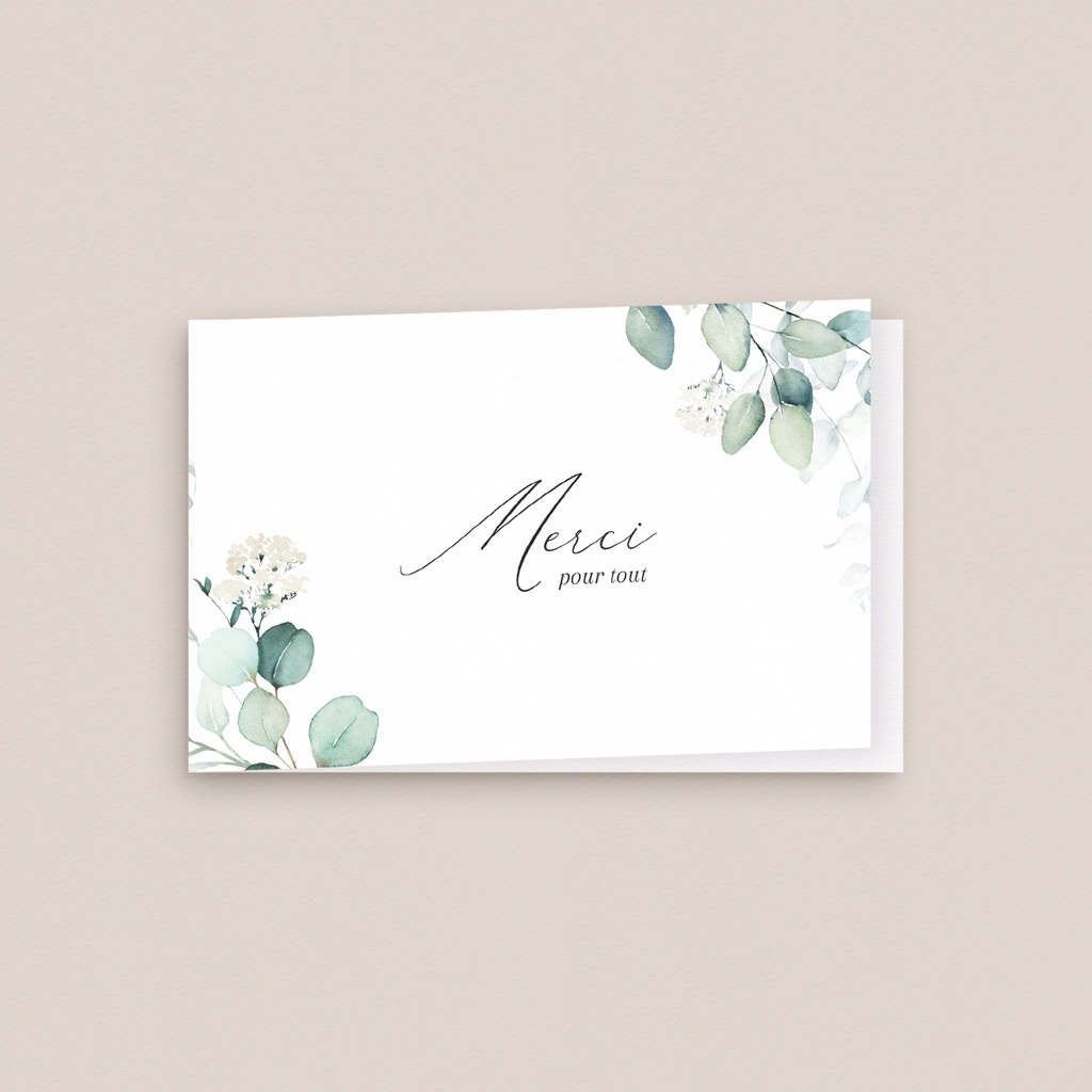 Carte de remerciement mariage Eucalyptus romantique