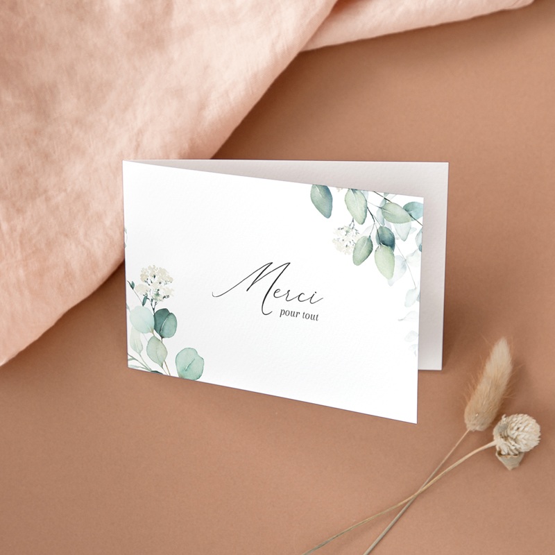 Carte de remerciement mariage Eucalyptus romantique
