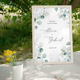 Panneau de bienvenue mariage Eucalyptus romantique