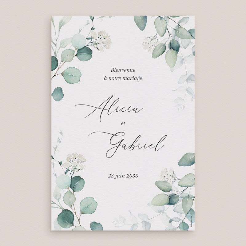 Panneau de bienvenue mariage Eucalyptus romantique pas cher