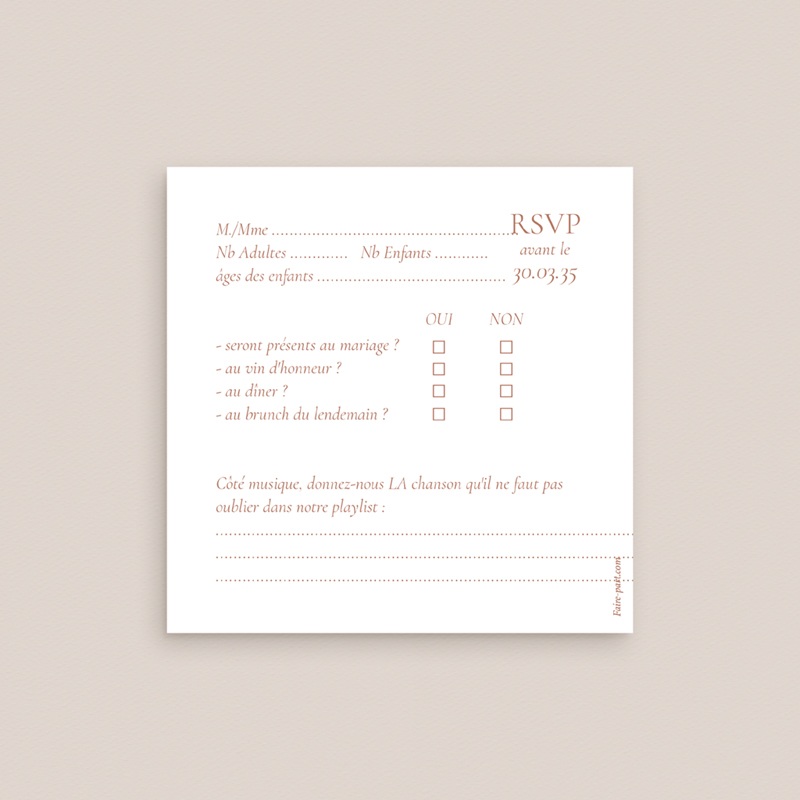 Carton réponse mariage L’Écrin de Nos Vœux pas cher
