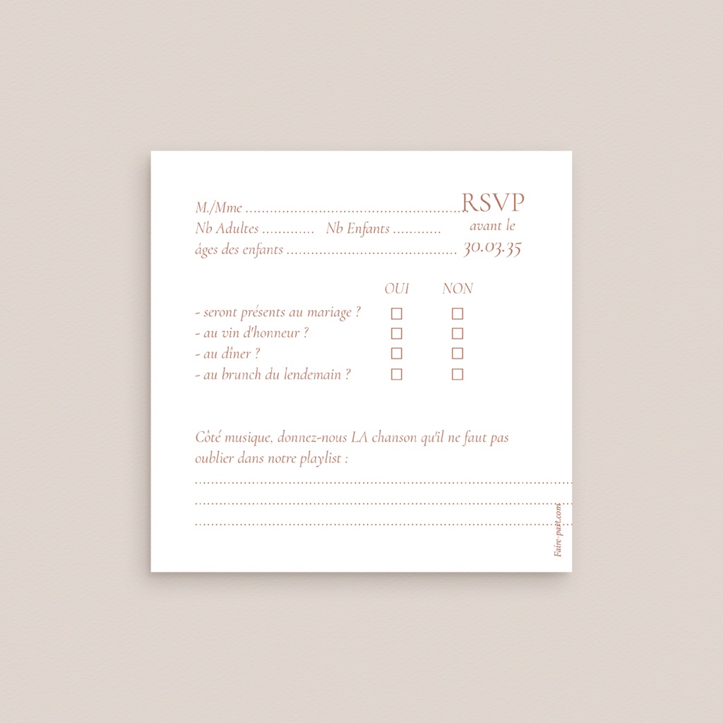 Carton réponse mariage L’Écrin de Nos Vœux pas cher