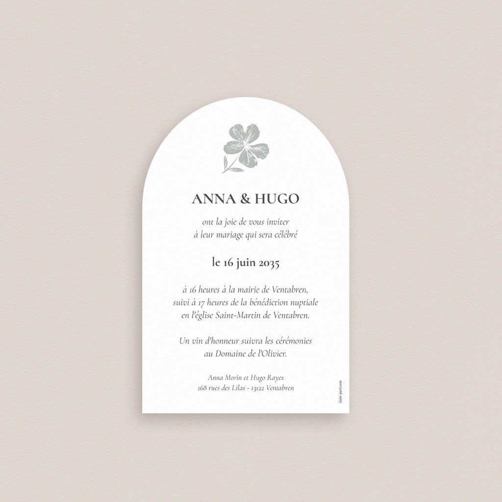 Faire-part de mariage Sauge en Fleurs pas cher