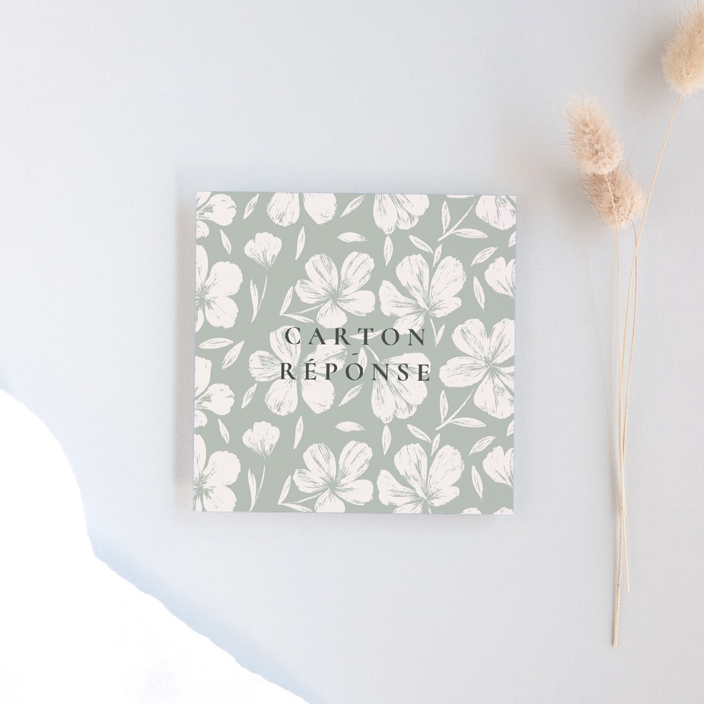 Carton réponse mariage Sauge en Fleurs