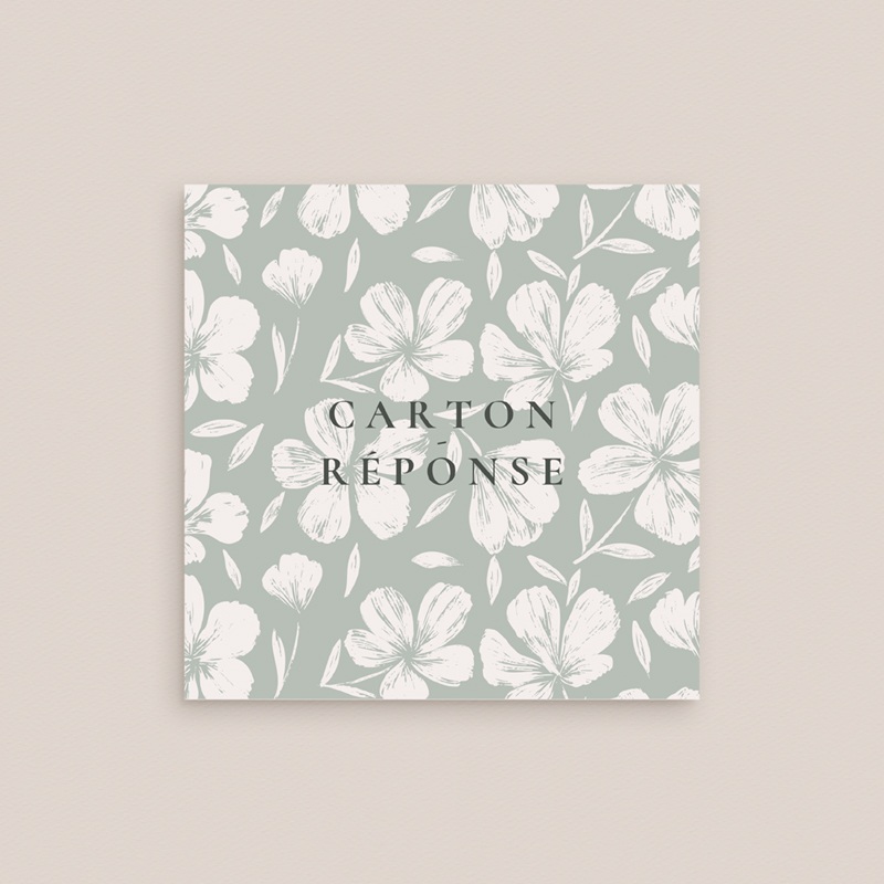 Carton réponse mariage Sauge en Fleurs gratuit