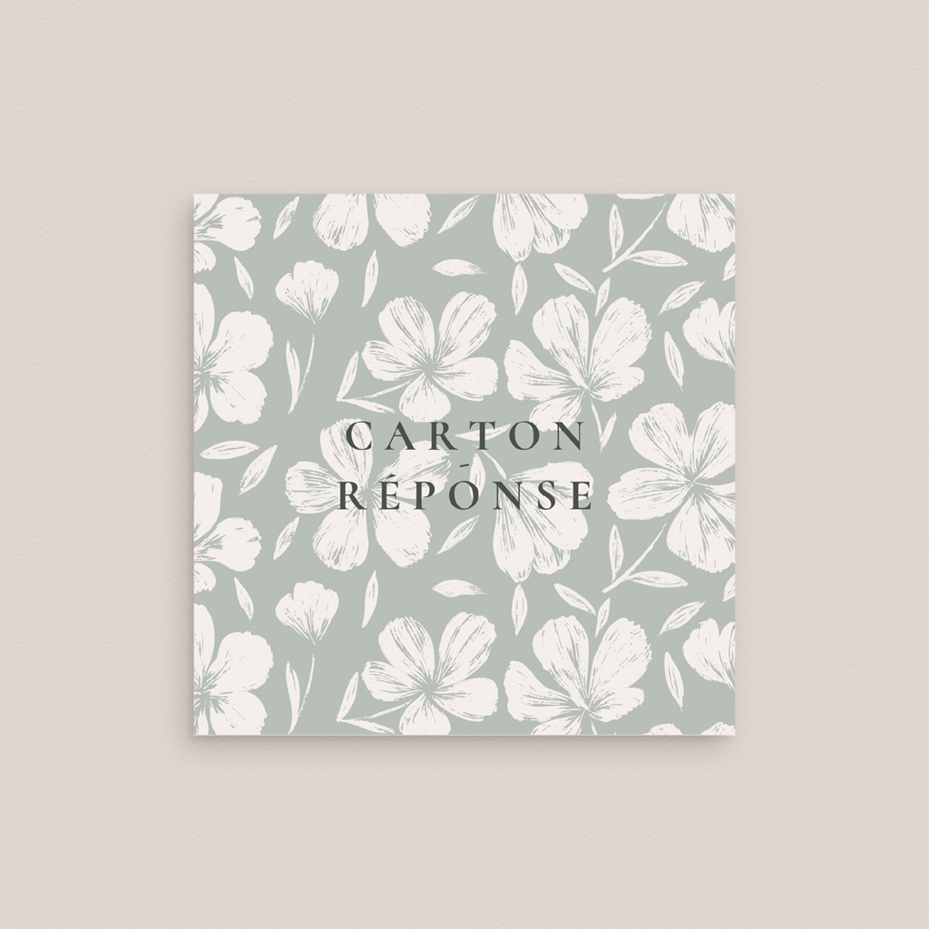 Carton réponse mariage Sauge en Fleurs gratuit
