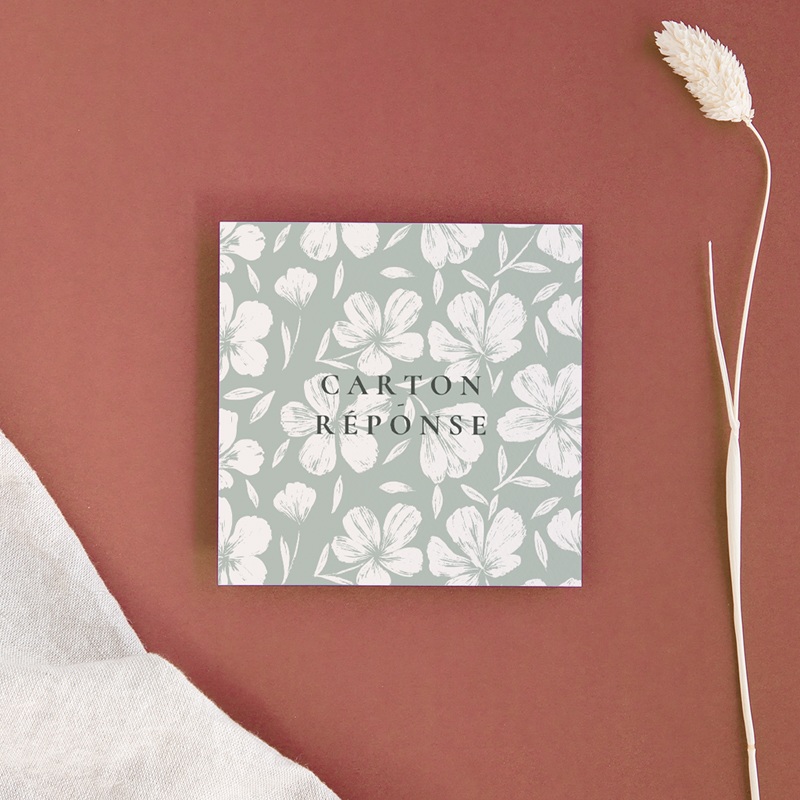 Carton réponse mariage Sauge en Fleurs