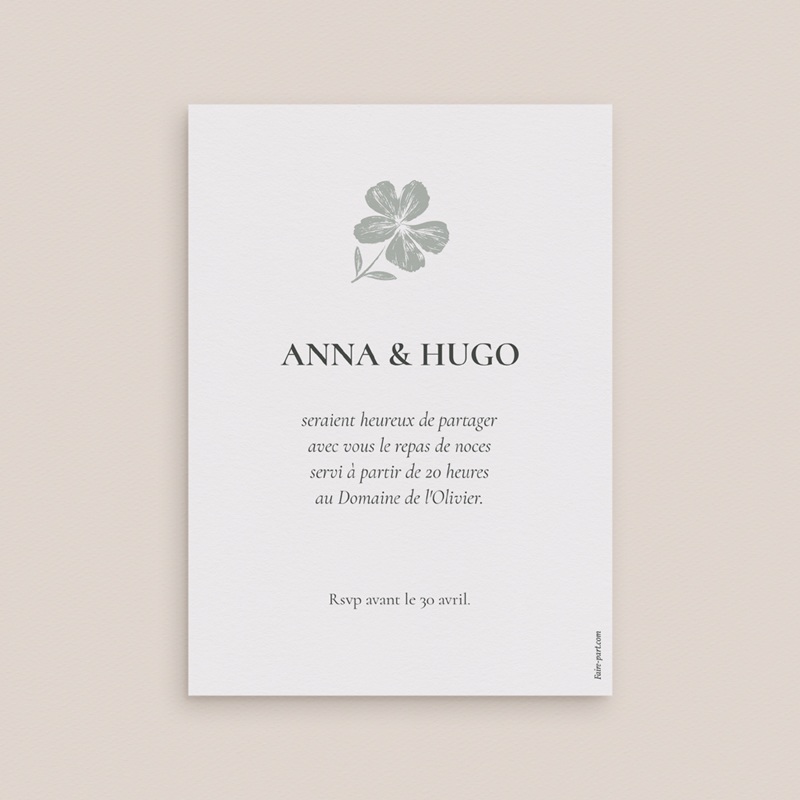 Carte d'invitation mariage Sauge en Fleurs pas cher