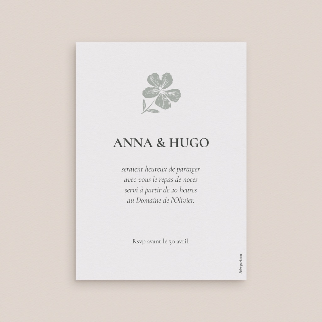 Carte d'invitation mariage Sauge en Fleurs pas cher