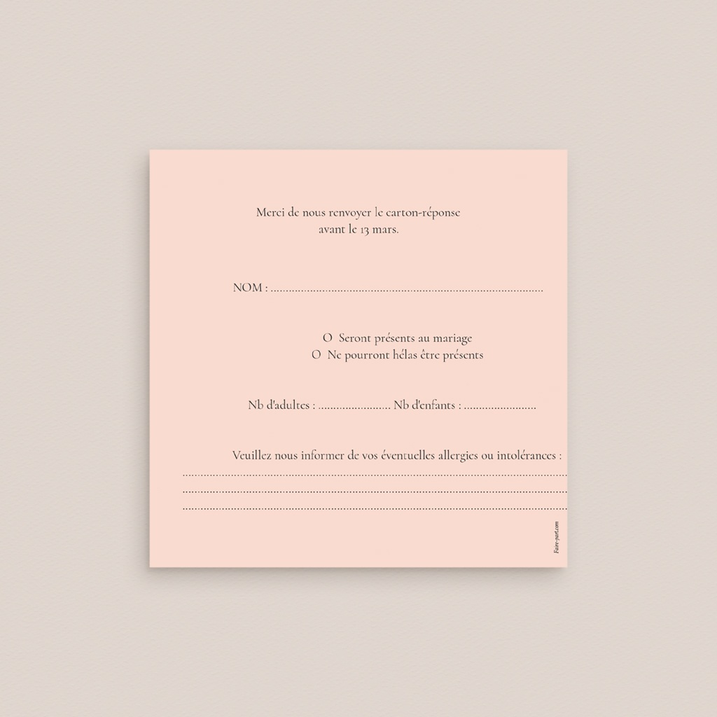 Carton réponse mariage Pastel Bloom pas cher