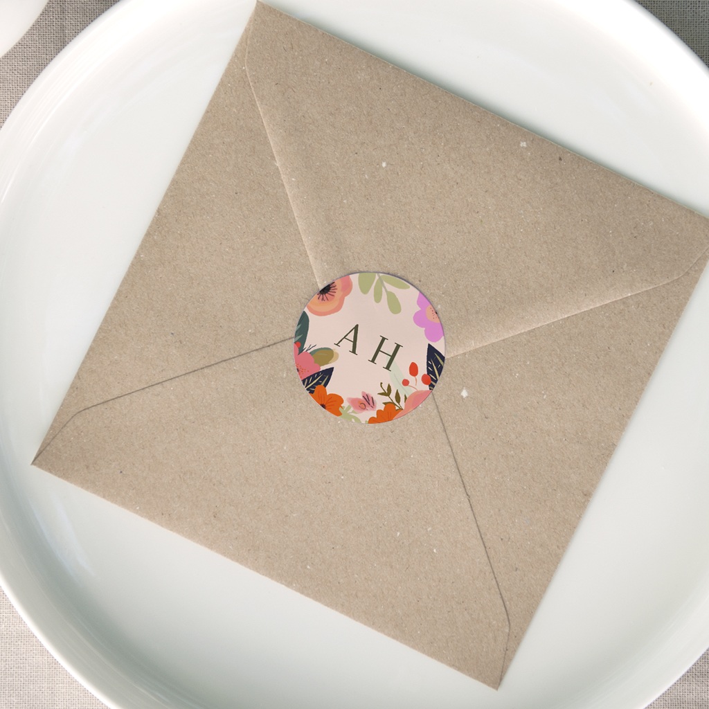 Etiquette enveloppes mariage Blooming Love