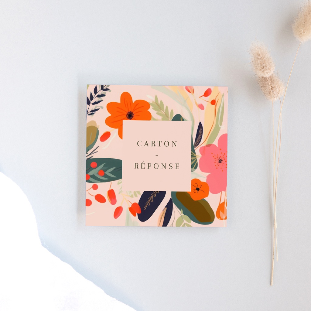 Carton réponse mariage Blooming Love