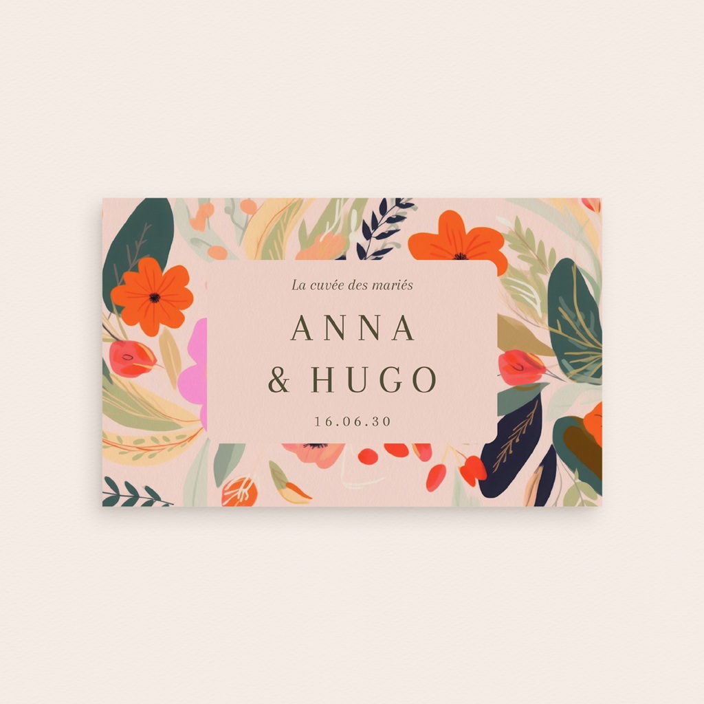 Etiquette bouteille mariage Blooming Love pas cher