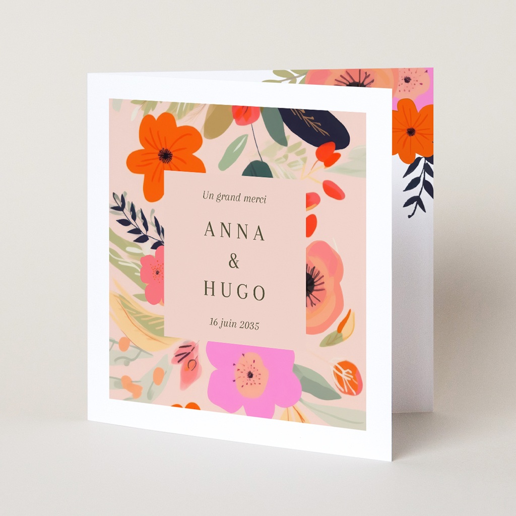 Carte de remerciement mariage Blooming Love pas cher