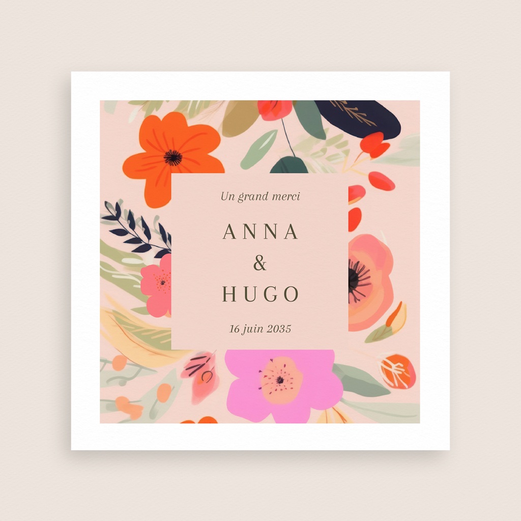 Carte de remerciement mariage Blooming Love gratuit