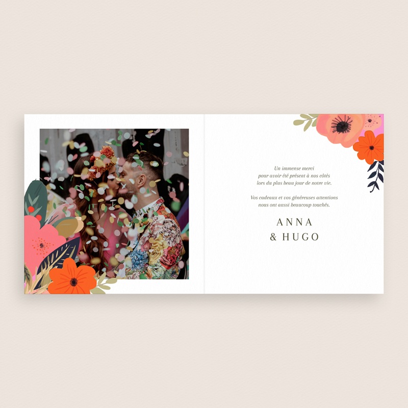 Carte de remerciement mariage Blooming Love