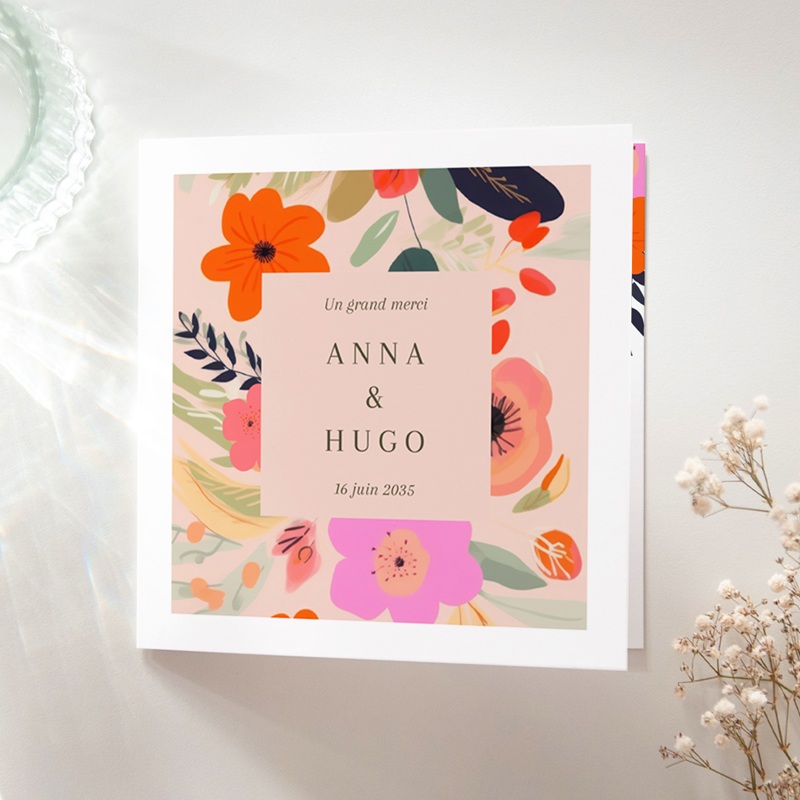 Carte de remerciement mariage Blooming Love