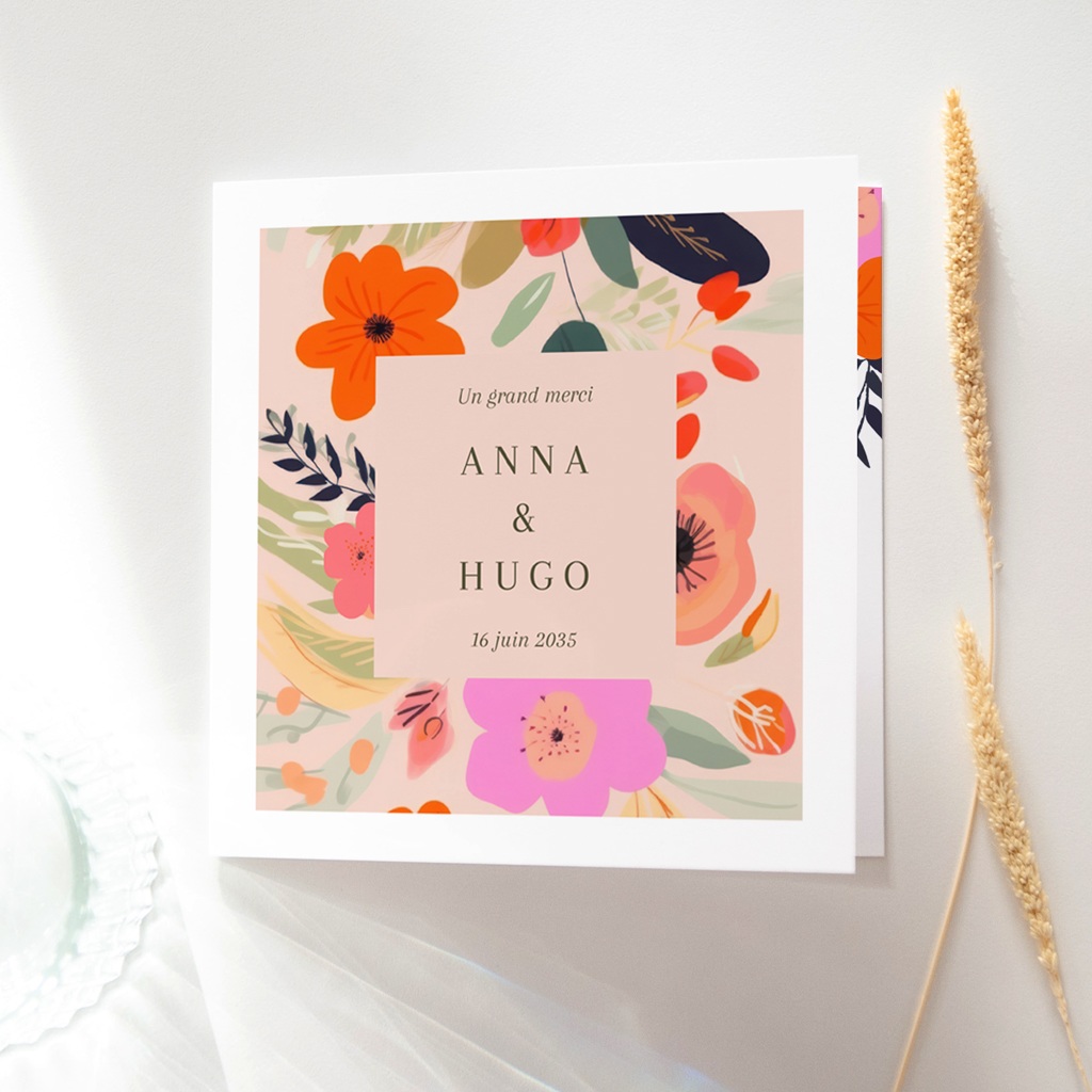 Carte de remerciement mariage Blooming Love