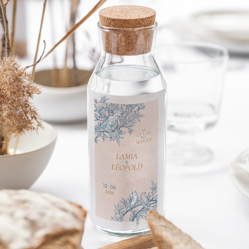 Etiquette bouteille mariage Love birds gratuit