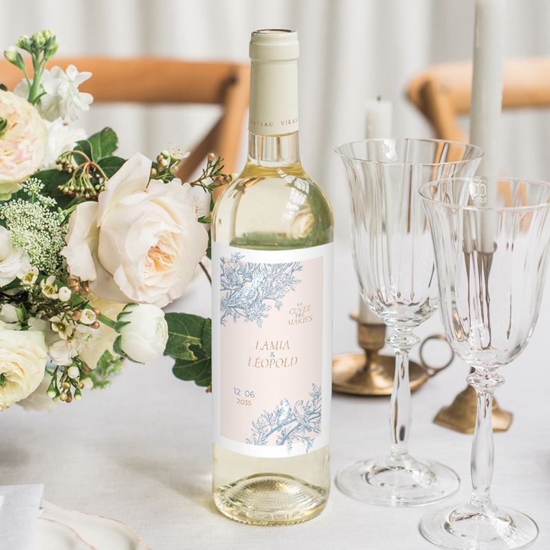Etiquette bouteille mariage Love birds